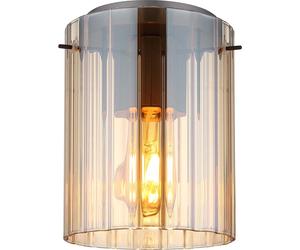 Plafonnier LED Rétro Lampe de salon verre rainuré Plafonnier ambre Lampe de couloir, 1x 7W 806Lm blanc chaud, DxH 18 x 23 cm