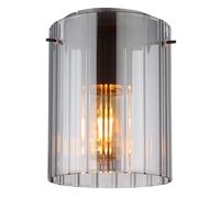 Plafonnier LED Rétro Lampe de salon verre rainuré Plafonnier gris fumé Lampe de couloir, 1x 7W 630lm blanc chaud, DxH 18 x 23 cm