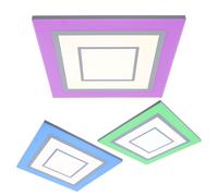 Plafonnier LED RGB changement de couleur lampe de salon dimmable plafonnier CCT blanc, minuterie fonction veilleuse, 18W 2400Lm blanc chaud froid, LxLxH 43,8x43,8x6,9 cm