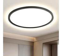 Plafonnier LED Rond Ø50 cm, Luminaire Plafonnier Lumière Neutre 4000 K 52W, Noir IP44 Étanche Lampe de Plafond, Éclairage de Plafond pour Salle de Bain, Cuisine, Salon, Chambre, Bureau, Garage