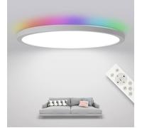 Plafonnier LED Rond avec Télécommande Dimmable 3CCT RGB Moderne 30cm 24W 2400lm IP44 pour Chambre Cuisine Salle de Bain
