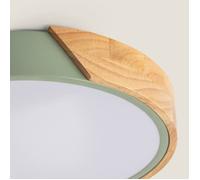 Plafonnier LED Rond Bois et Aluminium 18W CCT Sélectionnable Semi-Dari Ø320 mm Vert