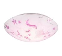 Plafonnier LED rond éclairage chambre d'enfant étoiles licornes bordeaux rose blanc Globo 40609-16