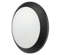 Plafonnier LED rond, indice de protection IP66, culot E27, couleur noire, verre opale