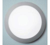 Plafonnier LED rond, IP66, 2 douilles E27, gris, verre opale