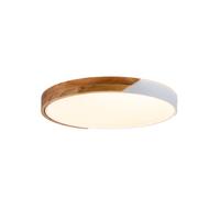 Plafonnier LED rond KUMO Ø50 cm, 40W, métal blanc et bois, lumière CCT 3000/4000/6000K, design moderne