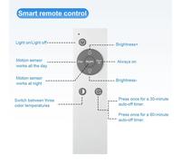 Plafonnier LED rond - Lampe de plafond - Détecteur de mouvement - Télécommande - Gradable - Rechargeable - 1 pièce