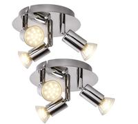 Plafonnier LED Salle de bain Spot orientable Plafonnier chromé Lampe de couloir, métal, 3x 3W 3x250lm blanc chaud, DxH 16 x 7,4 cm, 2er Set