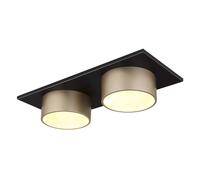 Plafonnier LED salon métal anthracite champagne 2 flammes L 46 cm 