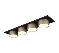 Plafonnier LED salon métal anthracite champagne 4 flammes L 86 cm