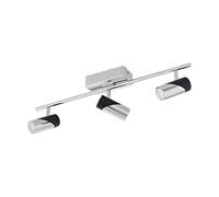 Plafonnier LED salon plafonnier salle à manger lampe chambre spot lumineux, acier chromé aluminium noir, 3 spots mobiles, 5W 1440Lm 3000K blanc chaud, L 57,5 cm
