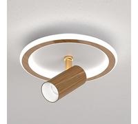 Plafonnier Led Semi-Encastré Carré, Spot Orientable Pour Couloir, Luminaire Rond D'Intérieur Pour Allée./Couleur Noyer Rond/6000K
