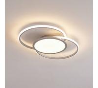Plafonnier LED Senne Lucande, dimmable, gris, Chambre à coucher, Métal, Moderne, Plafonnier LED