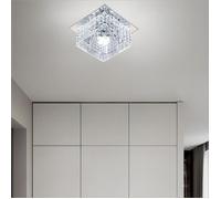 Plafonnier LED - SMOTOP Carré Cristal Ø10 cm - Inox - Blanc froid - LED intégré