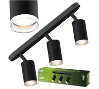 Plafonnier LED Spot 3x GU10 IP44 ADERO Noir Lumiled