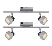 Plafonnier LED spot à 2 lampes plafonnier orientable chrome, 2x 5W 350Lm blanc chaud, LxPxH 40x6x17 cm, lot de 2