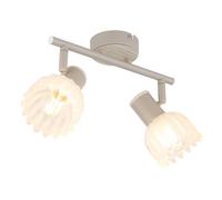 Plafonnier LED, spot de plafond, lampe de salon, orientable, métal beige, L 25 cm
