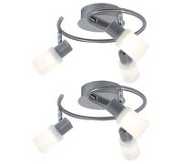 Plafonnier LED spot orientable rondell verre albâtre plafonnier salon, chrome nickel mat, 3x 5W 300Lm blanc chaud, DxH 28x14,5 cm, lot de 2