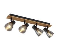 Plafonnier LED, spots orientables, noir, verre fumé, L 50 cm
