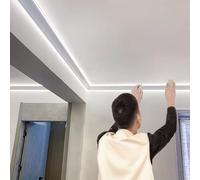 Plafonnier LED sur rail - Canal en aluminium pour éclairage indirect, bordure de corniche décorative pour salon, 8 m / 26.2ft - Décoration d'intérieur moderne