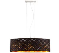 Plafonnier LED suspension salle à manger suspendu or noir lampe suspendue table à manger, 3 perforations lumineuses, métal textile, 3x LED 7W 806Lm 2700K, LxlxH 65x25x140 cm