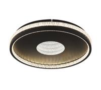 Plafonnier LED Télécommande dimmable Lampe de salon Cristal Lampe cristal effet 3D, CCT, métal noir miroir, 30W 890Lm blanc chaud froid, DxH 40x5,5 cm