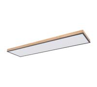 Plafonnier LED télécommande plafonnier lumière en bois lampe de salon CCT, veilleuse, aluminium aspect bois opale graphite, 1x 36W 2250Lm blanc chaud-froid, L 120 cm