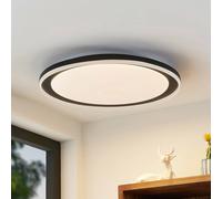 Plafonnier LED Verdan Lindby, dimmable, noir, Salon / Salle à manger, Métal, Moderne, Plafonnier LED