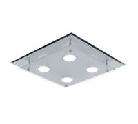 Plafonnier LED verre satiné Lampe de salon chromée Lampe de chambre à coucher, 4x 3W 4x 180lm blanc chaud, LxlxH 34 x 34 x 8 cm