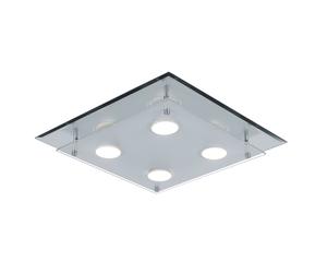 Plafonnier LED verre satiné Lampe de salon chromée Lampe de chambre à coucher, 4x 3W 4x 180lm blanc chaud, LxlxH 34 x 34 x 8 cm