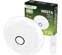 Plafonnier LED WESTA, montage en surface, 48 W, blanc, rond, 40 cm + télécommand