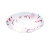 Plafonnier licorne chambre d'enfant lampe en verre rose blanc dans un ensemble comprenant des ampoules LED