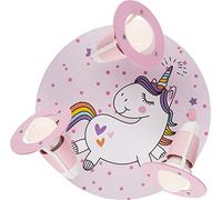 Plafonnier licorne pour chambre d'enfant, rose, 3 ampoules E14, pour chambre de fille, convient pour LED