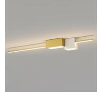 Plafonnier linéaire minimaliste lustre LED moderne plafonnier géométrique semi-encastré bandes longues pour salon couloir chambre à coucher, mode couleur or 3, 80 cm