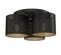 Plafonnier loft rond grille 3xE27 noir/or mat Luminex