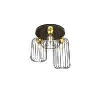 Plafonnier loft rond grille noir/or BARN 3xE27 Emibig