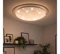 Plafonnier Ciel étoilé Lampe lumière du jour Plafonnier Salle de bains IP44 , CCT, 1x LED 12W 900Lm blanc chaud-froid, DxH 38x10 cm