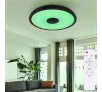 Plafonnier avec haut-parleur Bluetooth Plafonnier avec changement de couleur, lampe dimmable avec télécommande, effet étoile, 1x LED 18W RGB 3W 3000-6500K, D 28 cm