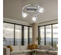 LED plafonnier cocarde chrome salon salle à manger cristal verre spot mobile Globo 56179-3