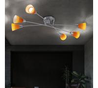 Plafonnier Luminaire De Salon En Verre 6 Braises Lampe De Couloir Jaune LED