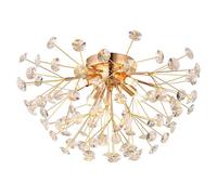 Plafonnier Luminaire De Salon 4 Braises Cristal Clair G9 Or