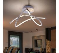 Plafonnier plafonnier chambre lampe design lampe salon, moderne, acier argent, 1x LED 26W 1700Lm 3000K, HxLxP 28x51x23 cm