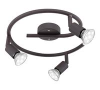 Plafonnier, luminaire de salon, lampe de salle à manger, spot, spot de plafond, métal marron rouille, spots 3 lampes, orientable GU10, LED 3W 250Lm 3000K blanc chaud, D 29 cm
