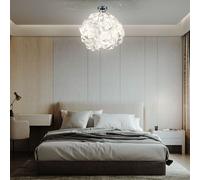 Plafonnier Luminaire de Salon Plafonnier Blanc Feuilles Design E27 Chrome H 58cm