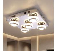 Plafonnier chrome salon plafonnier plafonnier métal, 5x LED 4,5W 400Lm blanc chaud, LxPxH 30x30x9 cm