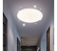 Plafonnier LED effet étoile lampe de chambre plafonnier ciel étoilé blanc rond, 1x 12W 750Lm blanc chaud 3000K, DxH 29x9 cm