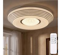 Plafonnier LED Télécommande dimmable Lampe de salon Cristaux Plafonnier effet étoilé, CCT, métal, LED 24W 1500Lm blanc chaud, DxH 39x7 cm