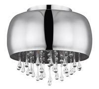 Plafonnier luminaire métal chrome verre cristaux clair salon salle à manger cuisine Globo 15809D