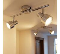 Plafonnier plafonnier spot lampe spot lampe de salon lampe de couloir, spots mobiles, chrome clair, 2x LED 4W 250Lm blanc chaud, LxPxH 38x8x16cm, lot de 2