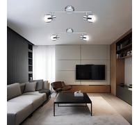 Plafonnier plafonnier spot lampe spot lampe de salon lampe de couloir, spots mobiles, chrome clair, 2x LED 4W 250Lm blanc chaud, LxPxH 38x8x16cm, lot de 2